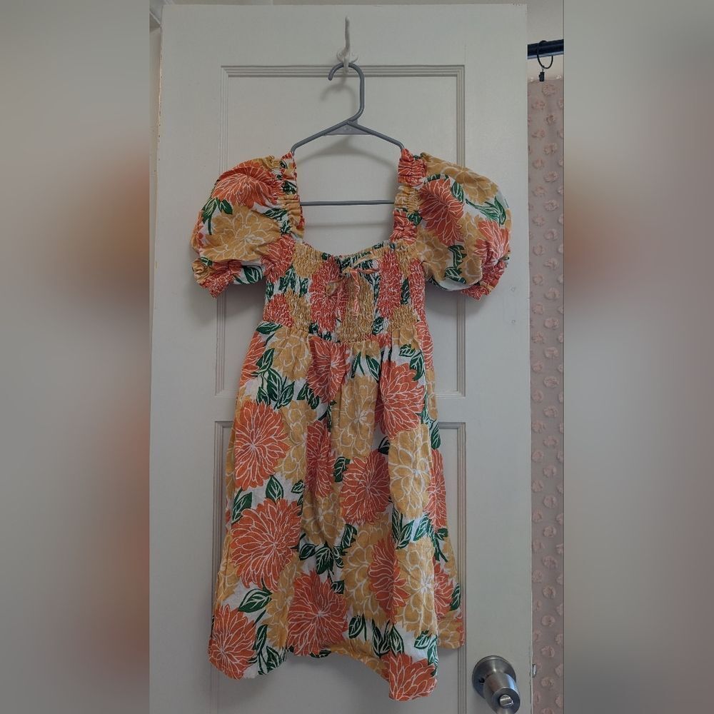 NWOT Faithfull The Brand Linen Mini Dress Size 4 Small Floral Puff Short Spring - Picture 6 of 9